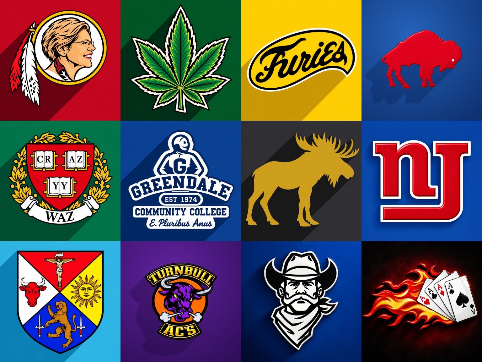 The twelve active Road to Glory franchise logos arranged in a four-by-three grid